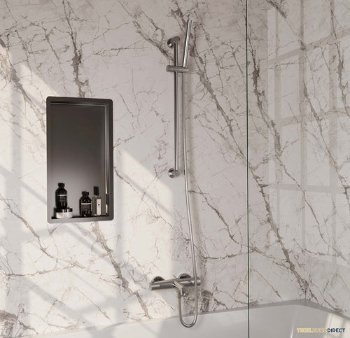 Opbouwset Bad- en Douchekraan Brauer Brushed Carving Thermostatisch Met Glijstang Geborsteld RVS