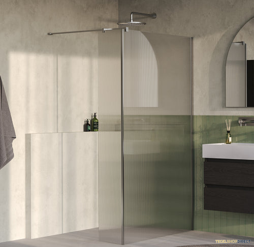 BRAUER Oblivion Flow inloopdouche helder ribbelglas 120x200 met zijwand 30 incl. glascoating Geborsteld RVS PVD