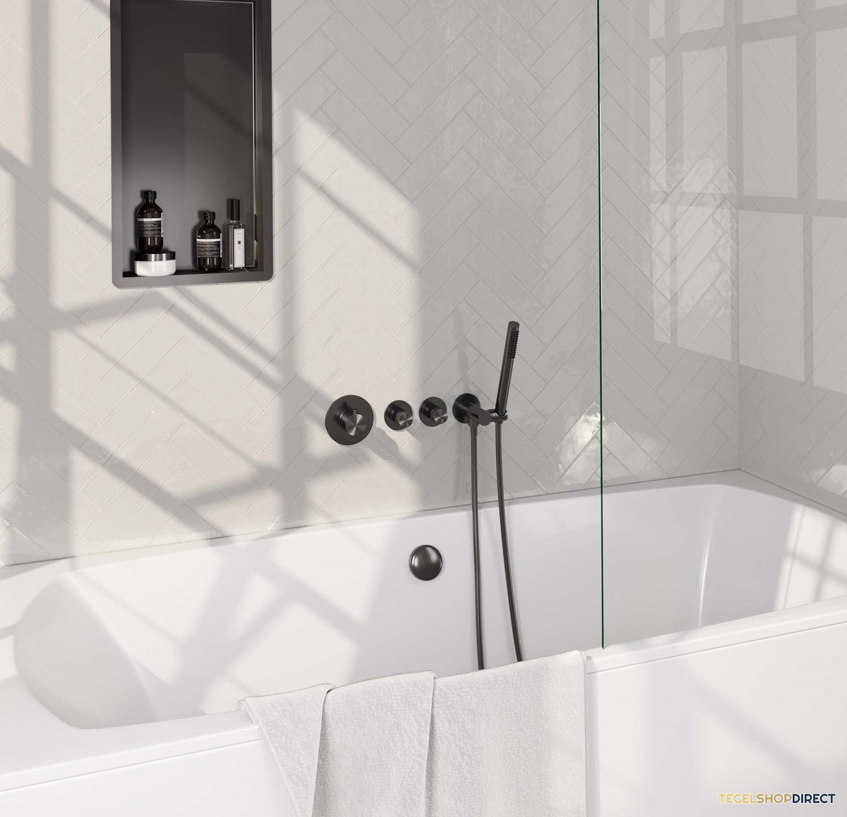 Inbouwthermostaatset Brauer Gunmetal Edition Incl Staafhanddouche En Badafvoer Geborsteld Gunmetal