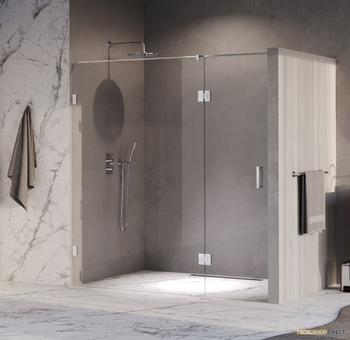 BRAUER Void nisdeur 2-delig helder glas 190x200 omkeerbaar met draaideur 70 aan glas incl. glascoating chroom