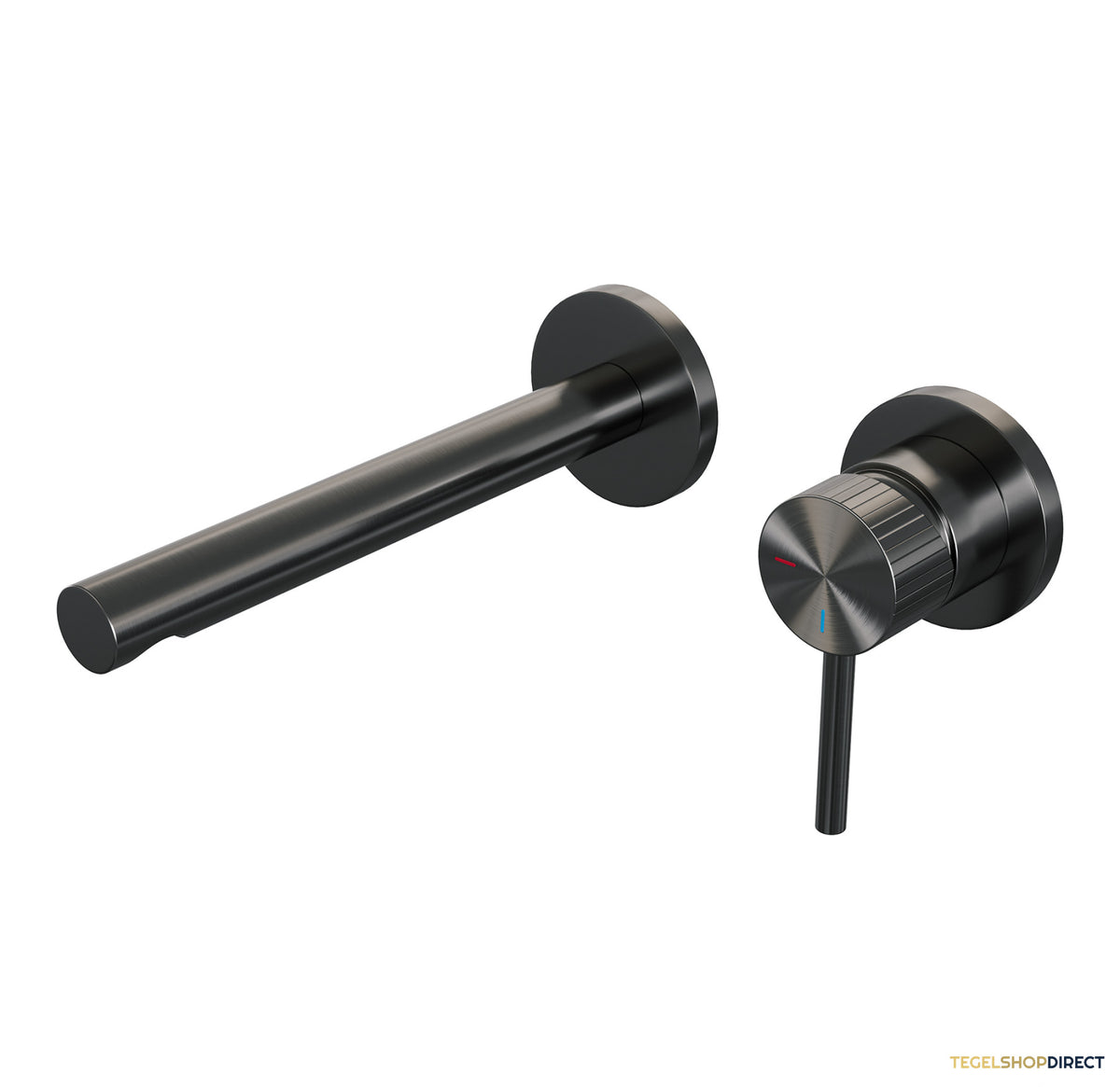 Brauer Stripe inbouw wastafelmengkraan met rechte uitloop en rozetten model A1 gunmetal geborsteld PVD