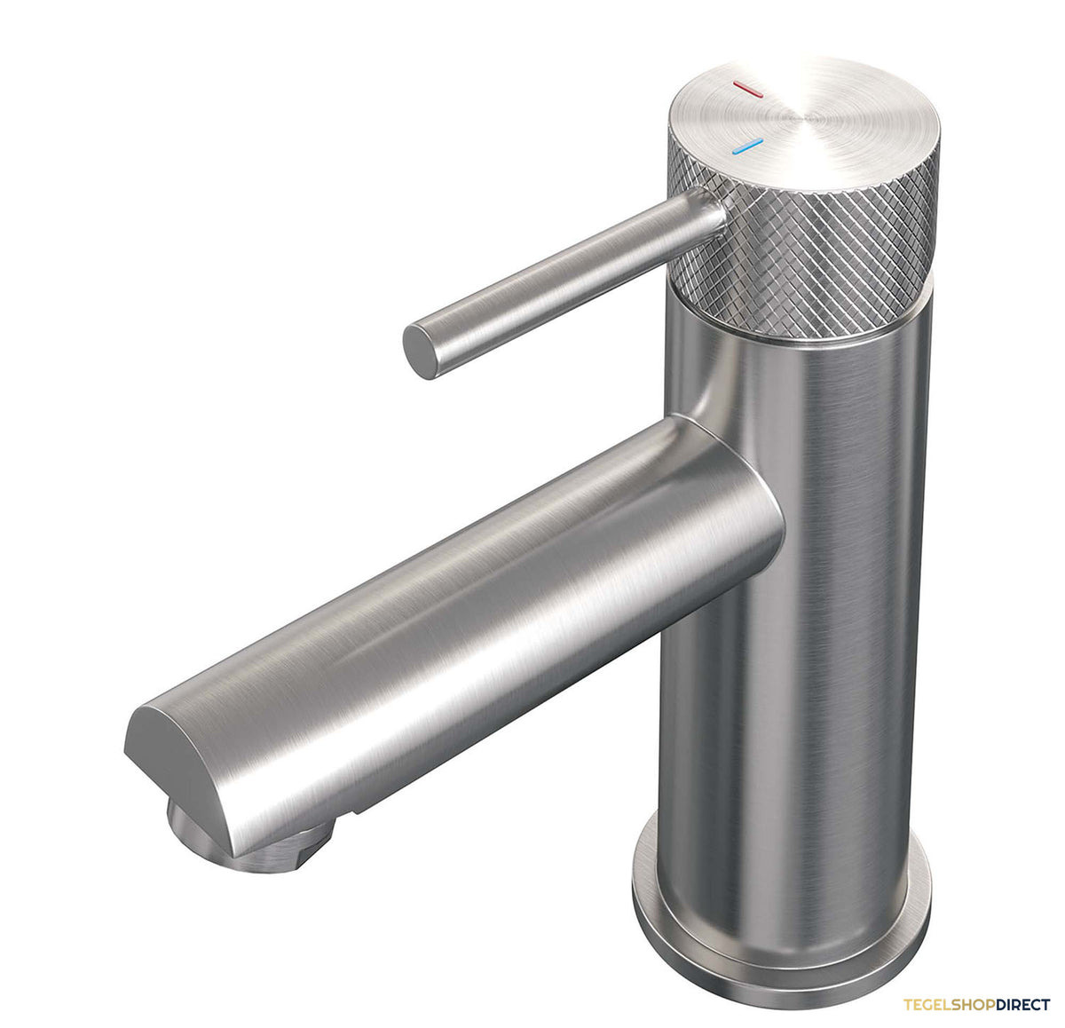 Wastafelmengkraan Brauer Brushed Carving Coldstart Opbouw Laag Ronde Hendel Geborsteld RVS PVD PVD