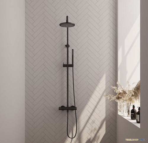 Opbouw Regendoucheset Brauer Carving Thermostatisch Mat Zwart (Alle Opties)