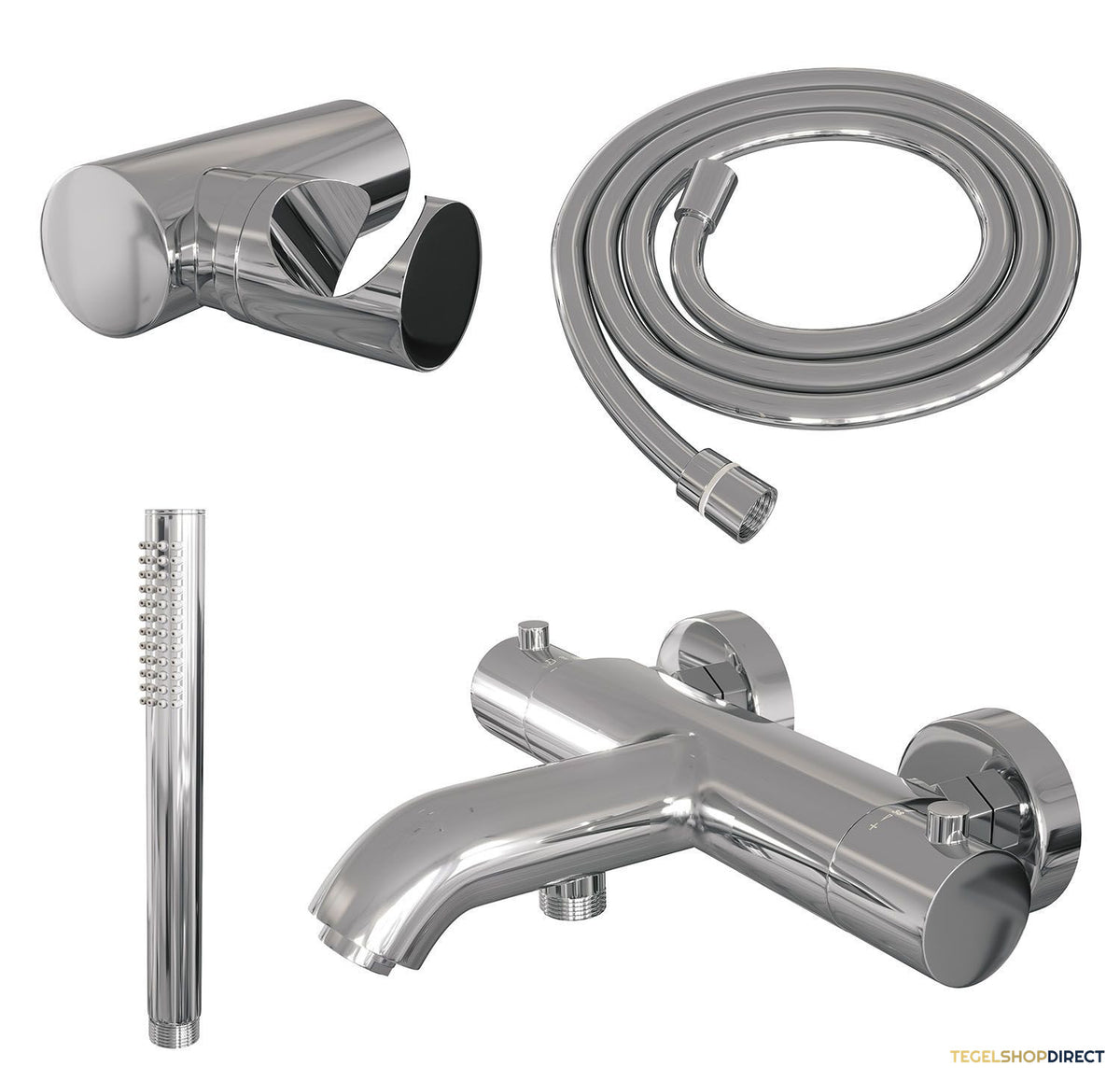 Opbouwset Bad- en Douchekraan Brauer Chrome Edition Thermostatisch Met Wandhouder Chroom – afbeelding 2