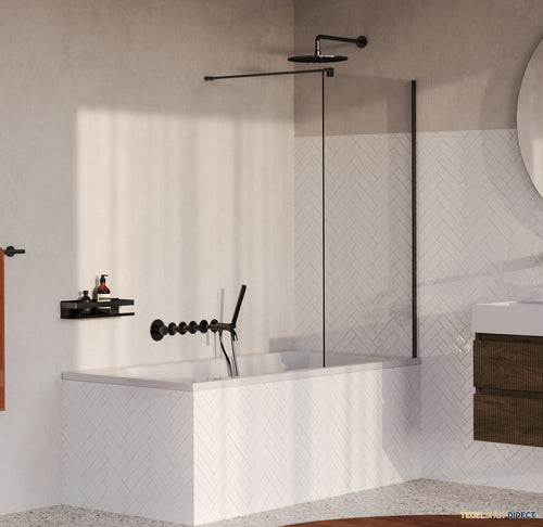 BRAUER Oblivion Badwand 80x140 Helder Glas Incl. Glascoating PVD Gunmetal Geborsteld