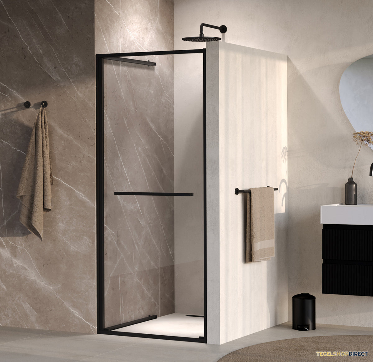 BRAUER Luminis Nisdeur Naar Binnen Draaiend 90x200 Omkeerbaar Helder Glas Incl. Glascoating Mat Zwart