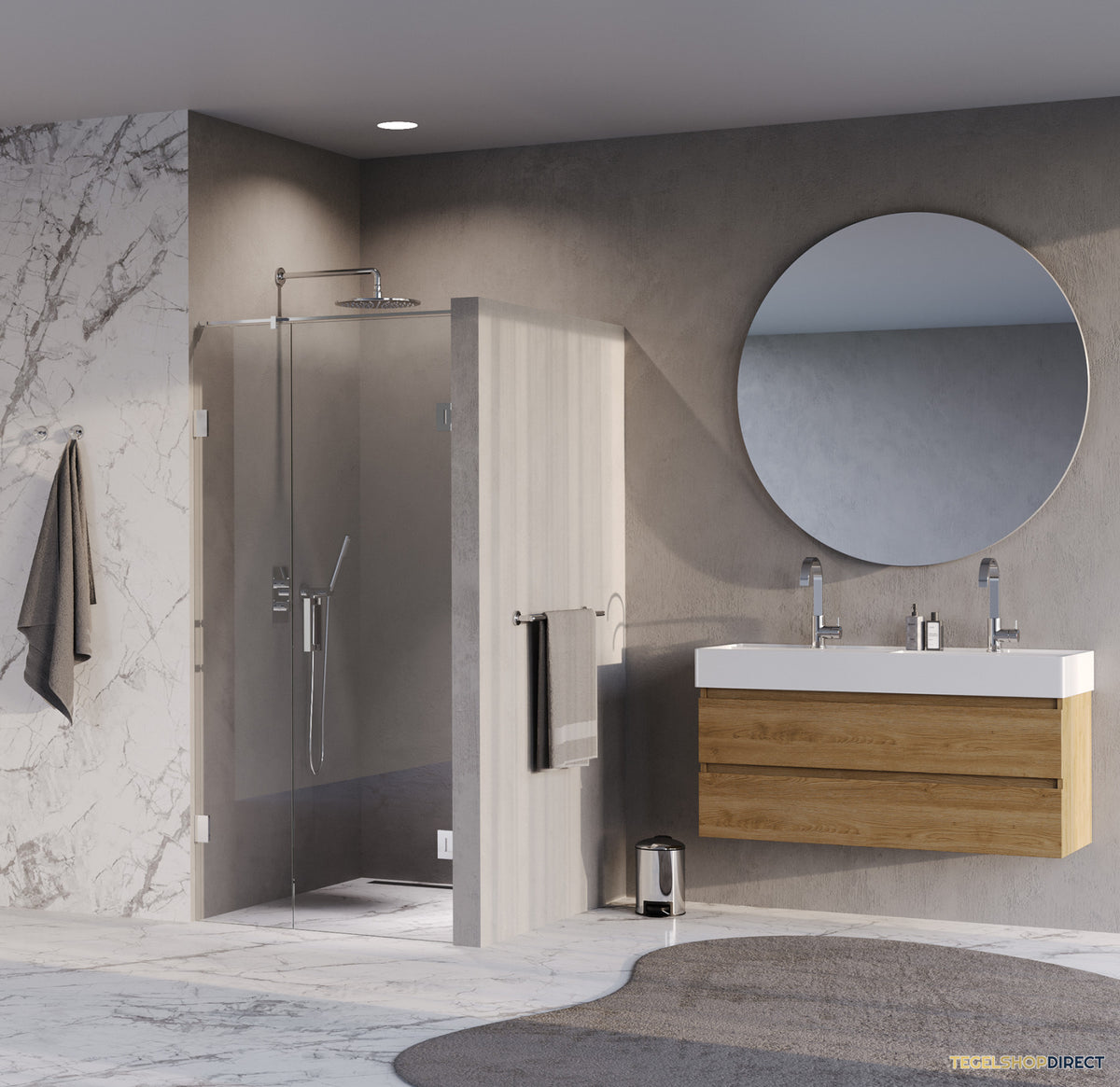 BRAUER Void nisdeur 2-delig helder glas 100x200 omkeerbaar met draaideur 60 aan muur incl. glascoating chroom – afbeelding 2