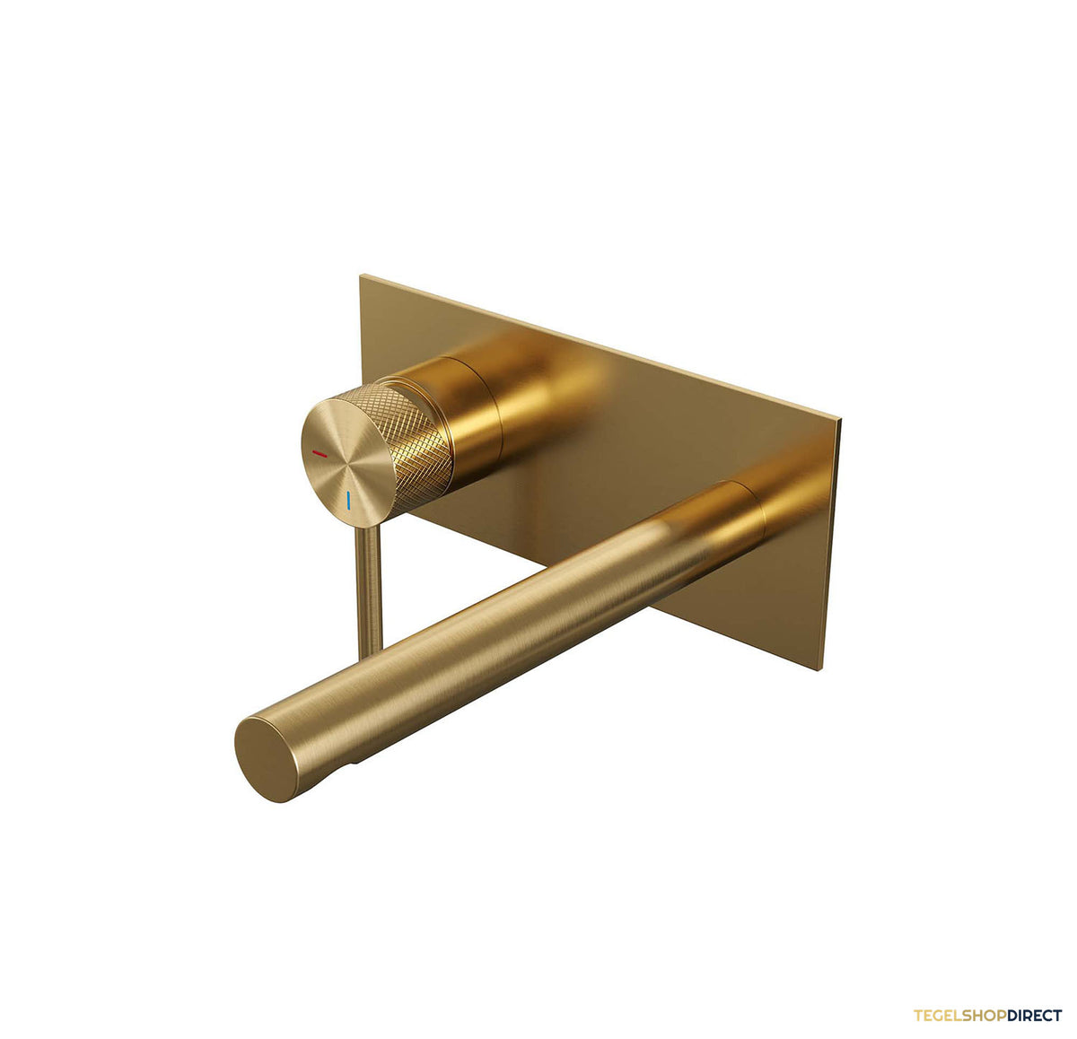 Inbouw Wastafelmengkraan Brauer Gold Carving Coldstart Rechte Uitloop Ronde Hendel Links Geborsteld Goud PVD Met Afdekplaat