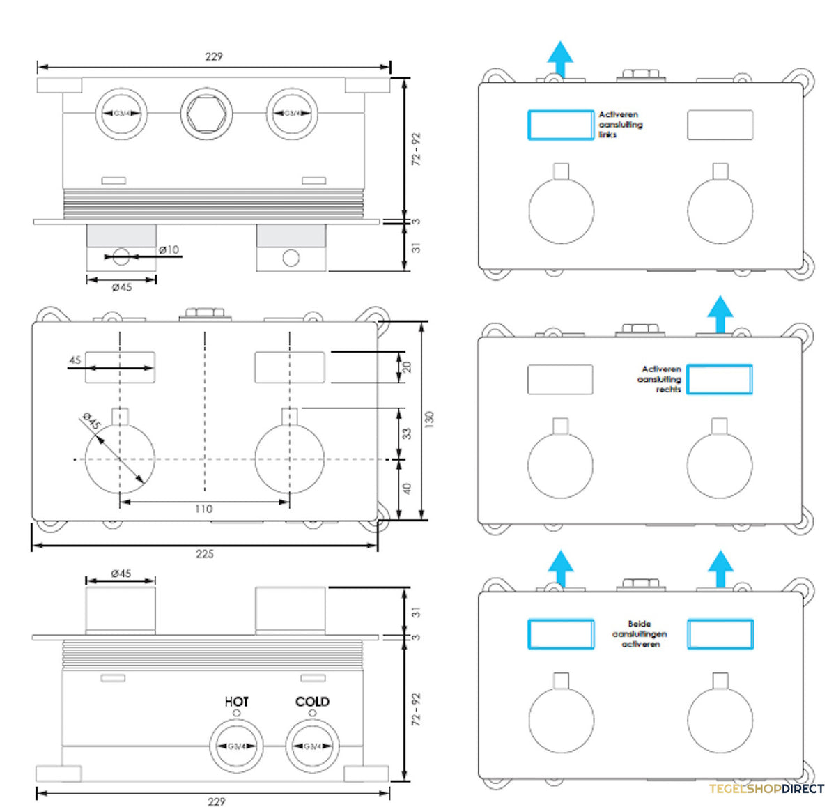 Inbouwthermostaat set Brauer Chrome Edition Met Drukknoppen Incl Baduitloop en Afvoer Chroom (Keuze Handdouche) – afbeelding 5