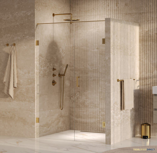 BRAUER Void nisdeur 2-delig helder glas 130x200 omkeerbaar met draaideur 60 aan muur incl. glascoating PVD goud