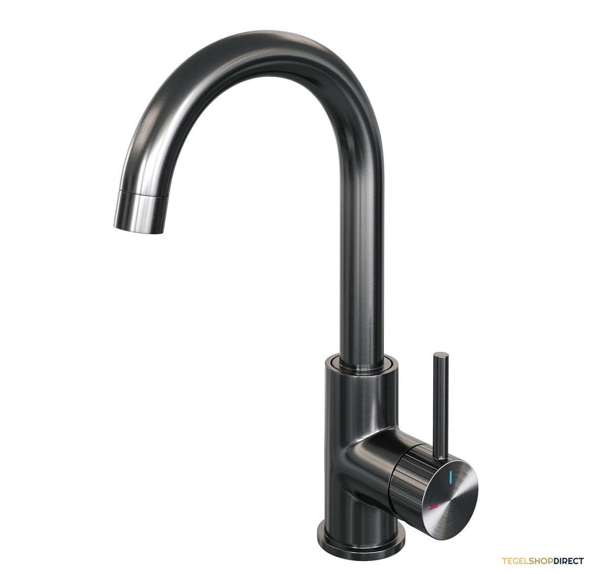 Brauer Stripe hoge opbouw wastafelmengkraan met draaibare ronde uitloop model A gunmetal geborsteld PVD