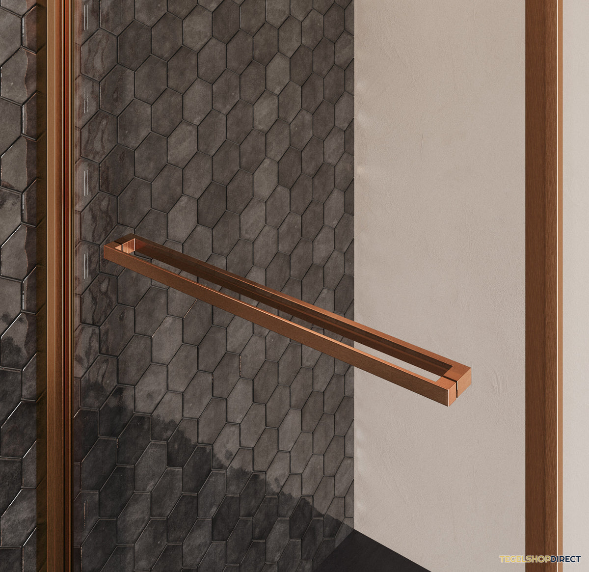 BRAUER Luminis Douchecabine 2-Delig Naar Binnen Draaiend 90x90x200 Omkeerbaar Helder Glas Incl. Glascoating PVD Koper Geborsteld – afbeelding 4