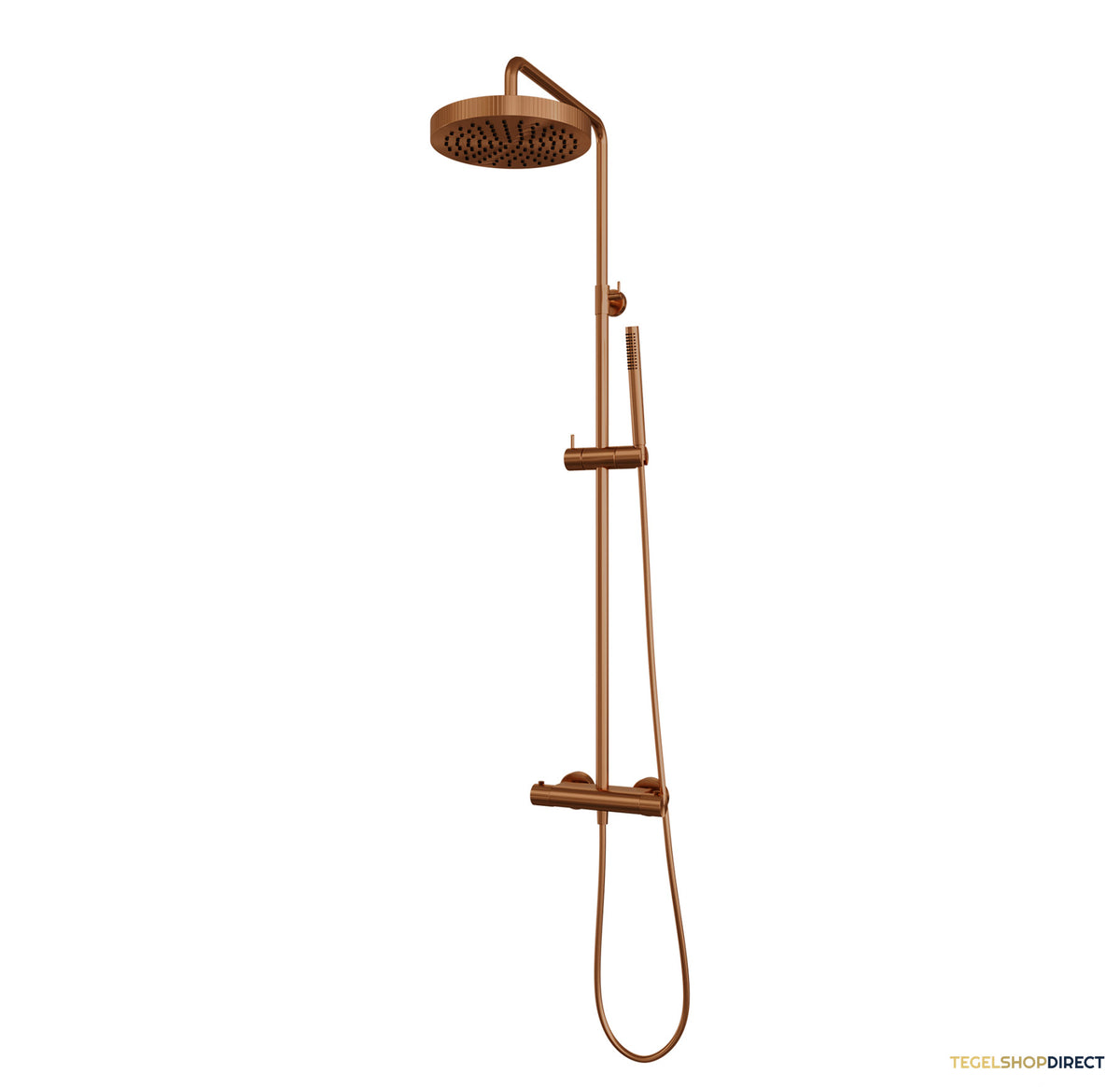 Brauer Stripe opbouw thermostatische regendouche SET 01 met 25 cm hoofddouche en staaf handdouche en doucheslang koper geborsteld PVD – afbeelding 3