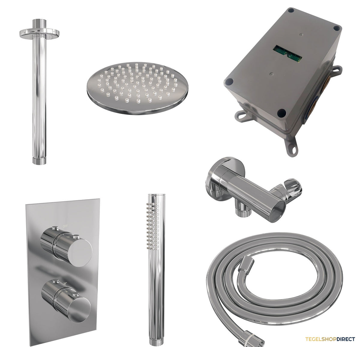 Inbouw Regendouche Set Brauer Chrome Edition Plafond Uitloop Ronde Hoofddouche 20 cm – afbeelding 2