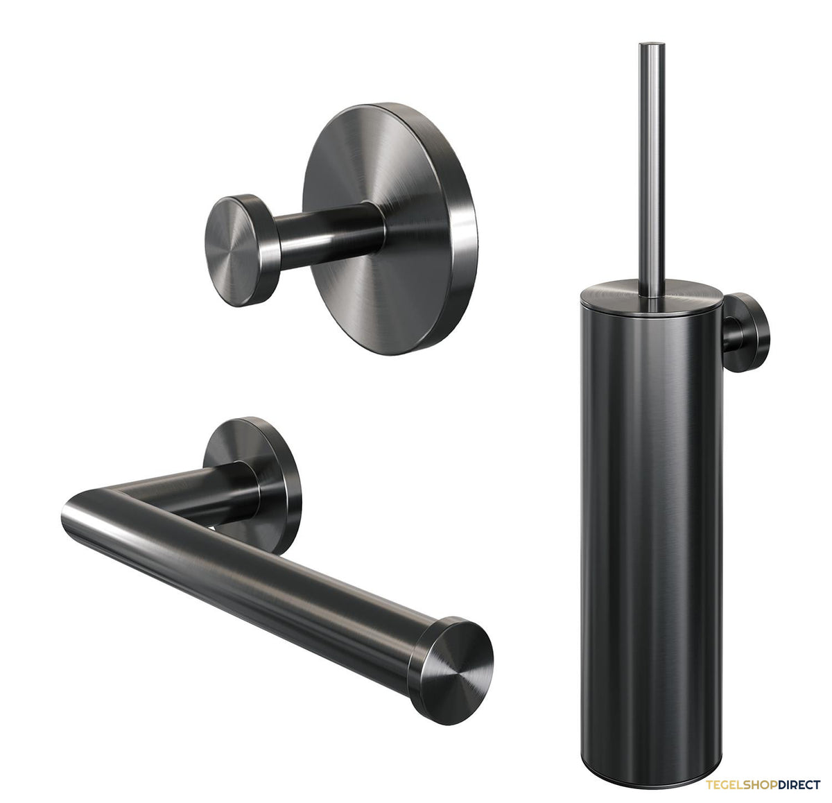 Toiletaccessoire Set Brauer Gunmetal 3-in-1 met PVD coating Geborsteld Gunmetal