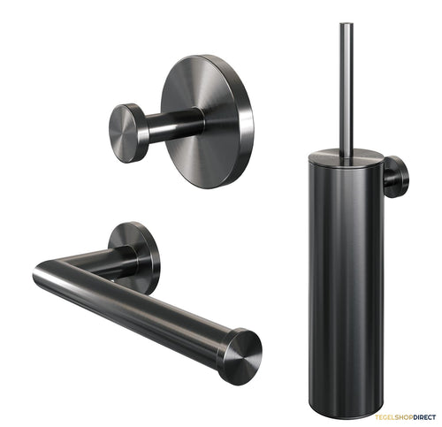 Toiletaccessoire Set Brauer Gunmetal 3-in-1 met PVD coating Geborsteld Gunmetal