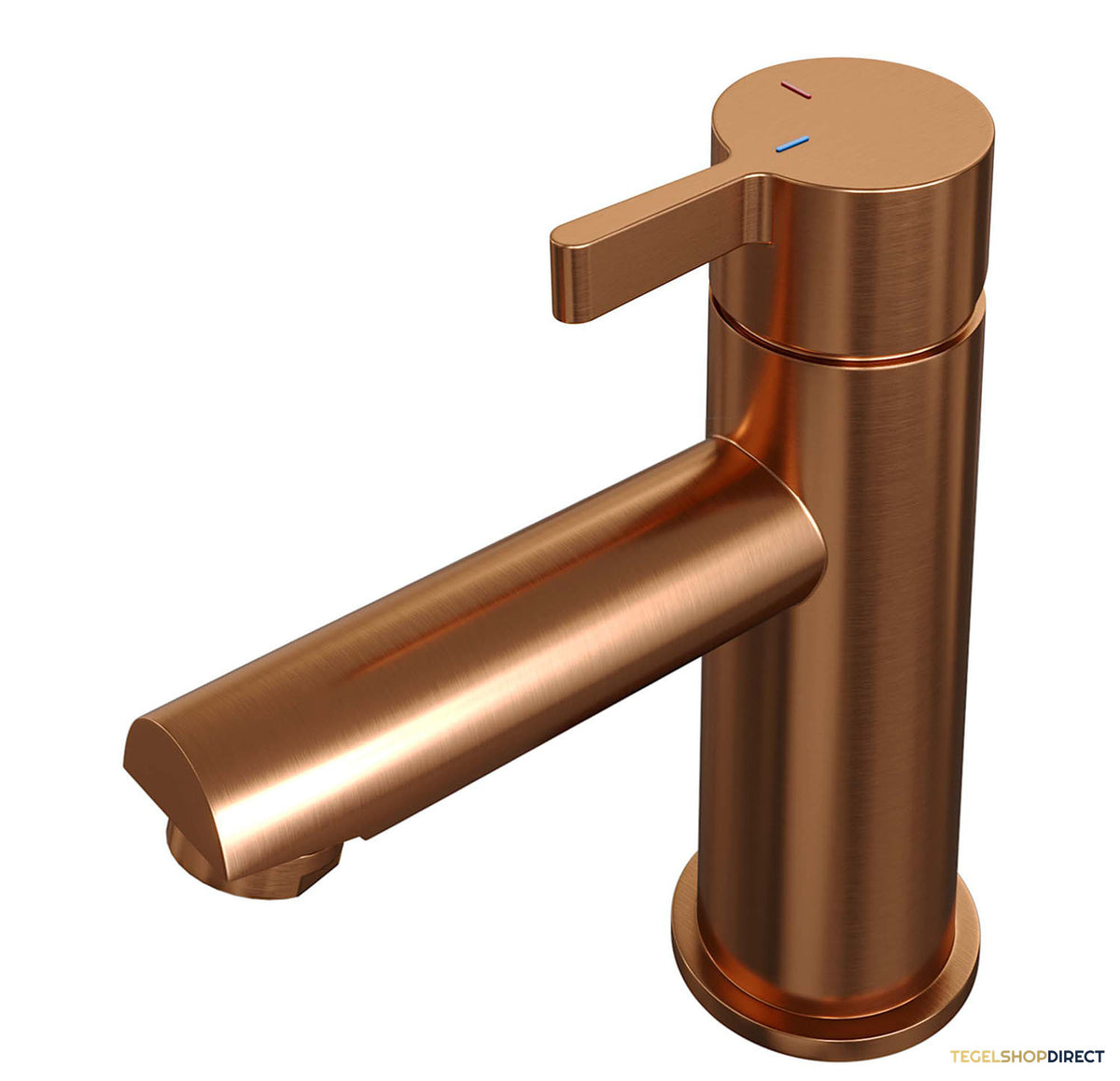 Wastafelmengkraan Brauer Copper Edition Coldstart Opbouw Laag Halfronde Hendel Geborsteld Koper PVD