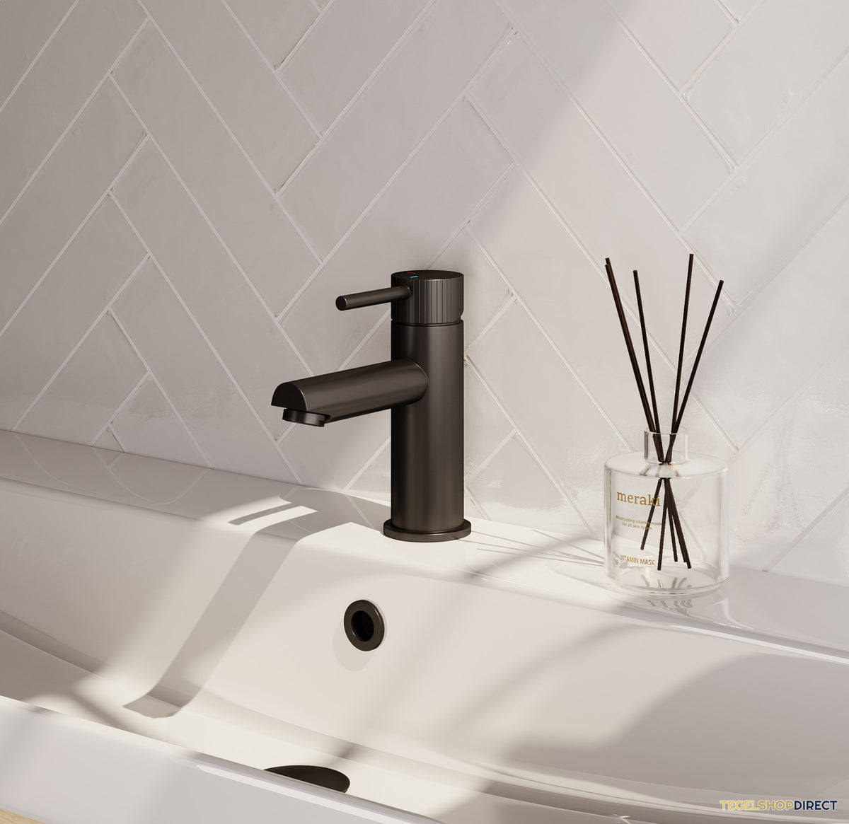 Brauer Stripe lage opbouw wastafelmengkraan model A mat zwart – afbeelding 2
