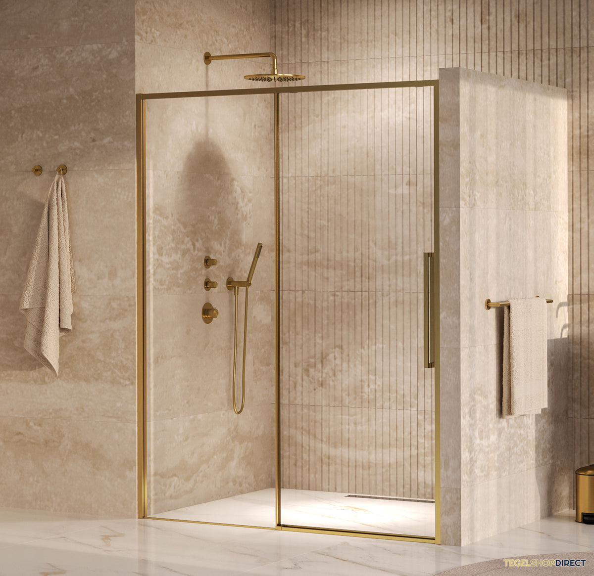 BRAUER Galactic Nisdeur 2-Delig Schuif 160x200 Omkeerbaar Helder Glas Incl. Glascoating PVD Goud Geborsteld