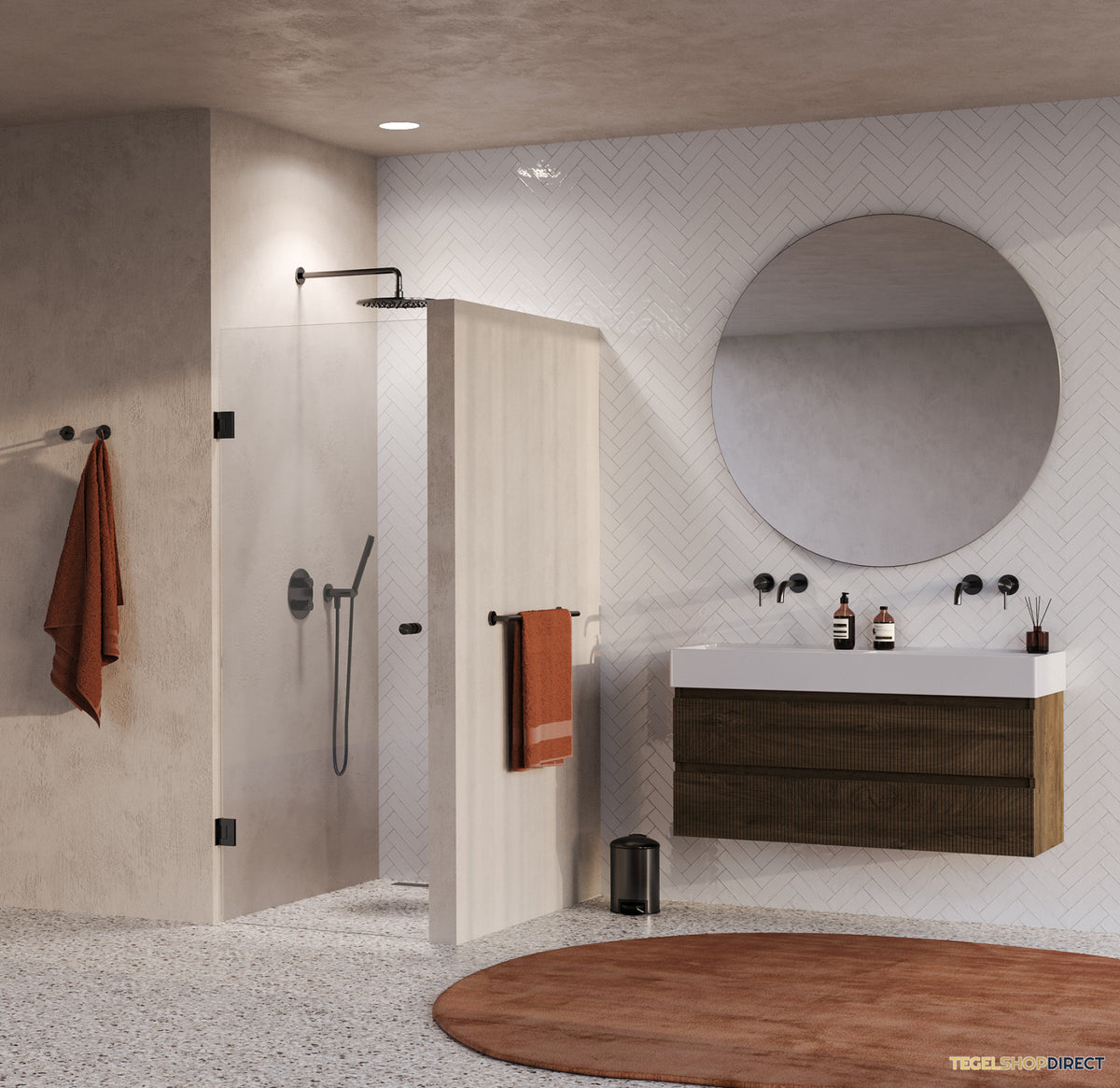 BRAUER Void Carving nisdeur helder glas 70x200 omkeerbaar incl. glascoating PVD gunmetal geborsteld – afbeelding 2