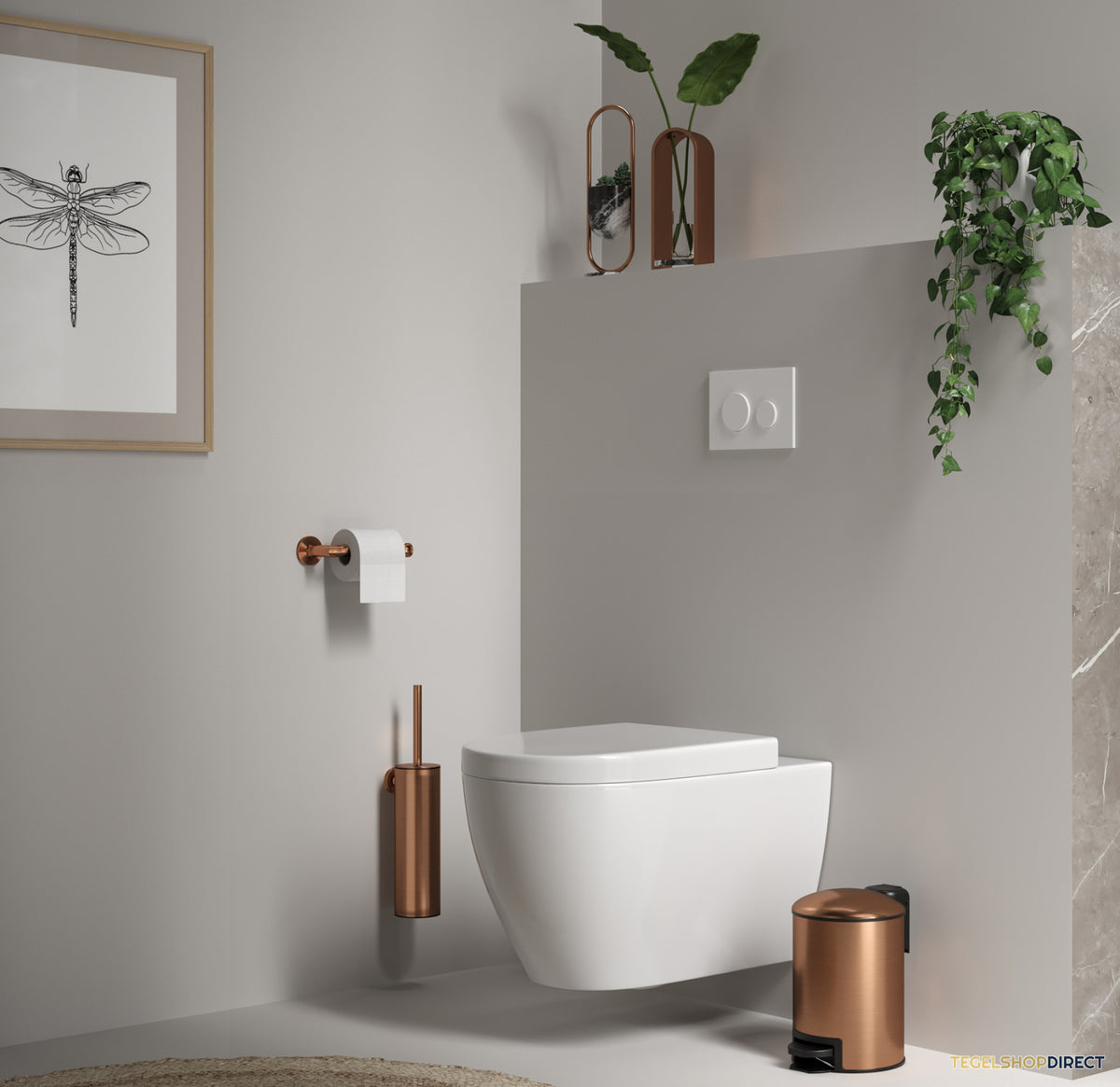 Toiletborstelset Brauer Copper Wandmontage met PVD coating Geborsteld Koper – afbeelding 3