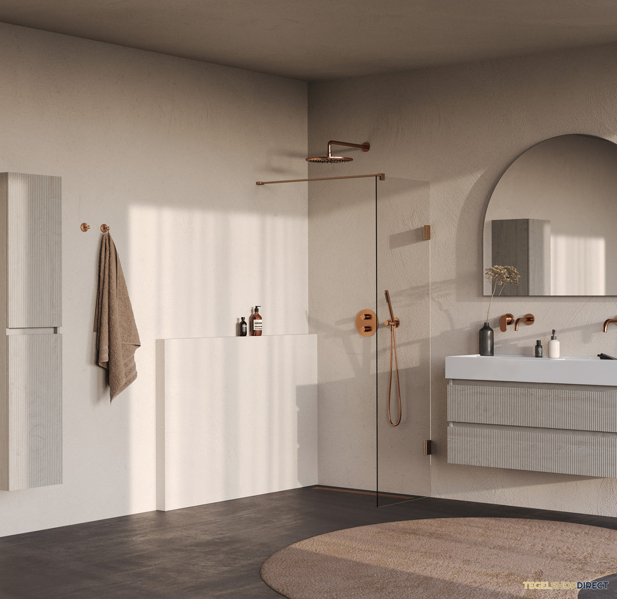 BRAUER Void inloopdouche helder glas 60x200 incl. glascoating PVD koper geborsteld – afbeelding 2