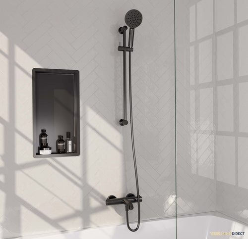 Opbouwset Bad- en Douchekraan Brauer Gunmetal Edition Thermostatisch Met Glijstang En Handdouche 3 Standen Geborsteld Gunmetal
