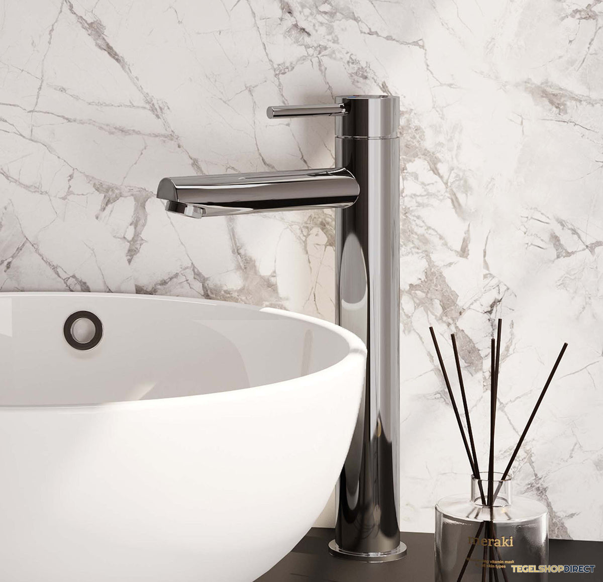 Wastafelmengkraan Brauer Chrome Edition Coldstart Opbouw Hoog Ronde Hendel Chroom – afbeelding 2