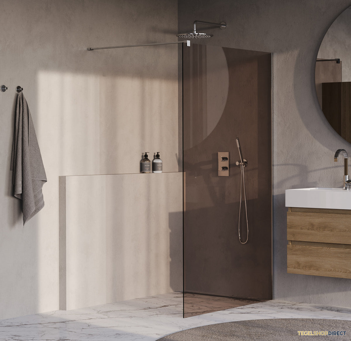 BRAUER Oblivion inloopdouche brons glas 120x200 incl. glascoating chroom