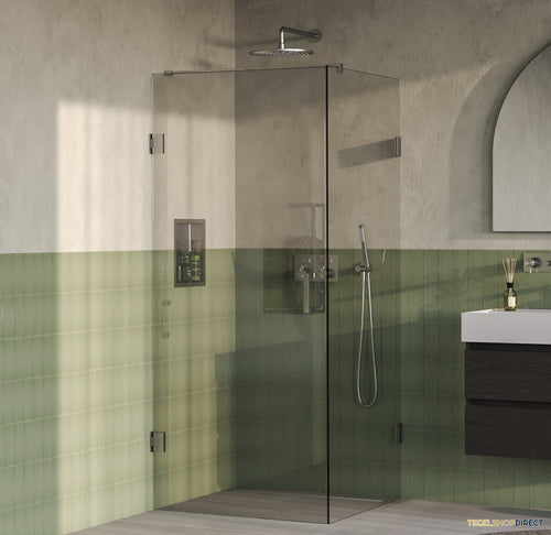 BRAUER Void douchecabine met draaideur helder glas 80x80x200 incl. glascoating PVD RVS-kleurig geborsteld
