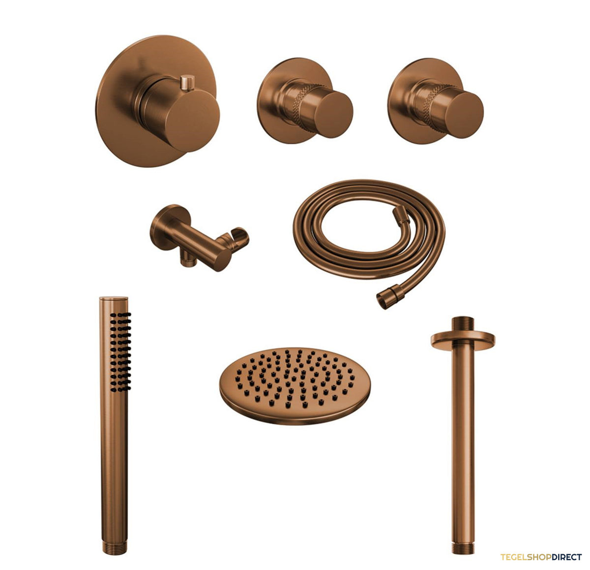 Thermostatisch Inbouwdoucheset Brauer Copper 20cm Hoofddouche Plafondarm Staafhanddouche Koper – afbeelding 2