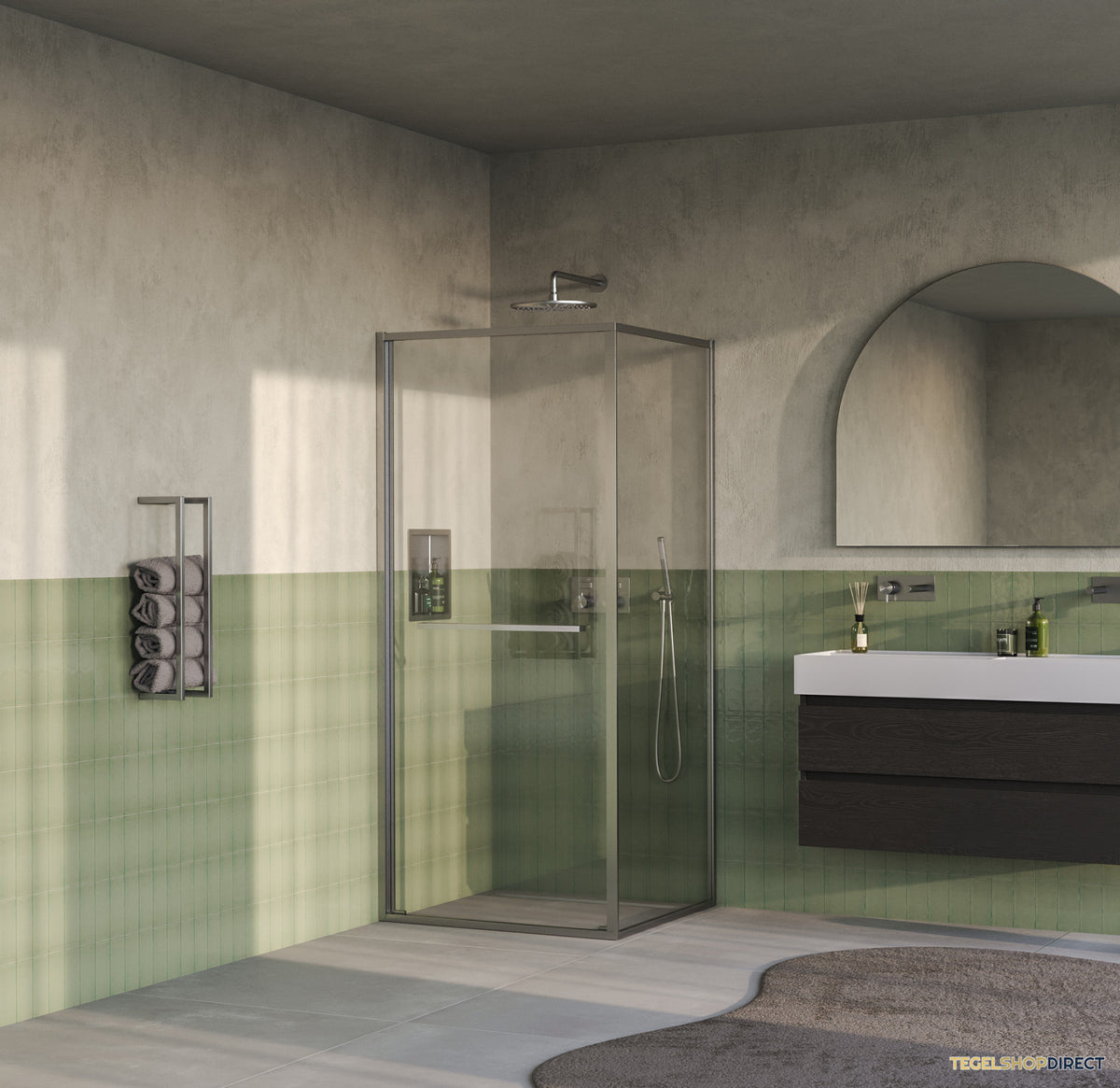 BRAUER Luminis Douchecabine 2-Delig Naar Binnen Draaiend 90x90x200 Omkeerbaar Helder Glas Incl. Glascoating PVD RVS-Kleurig Geborsteld – afbeelding 2