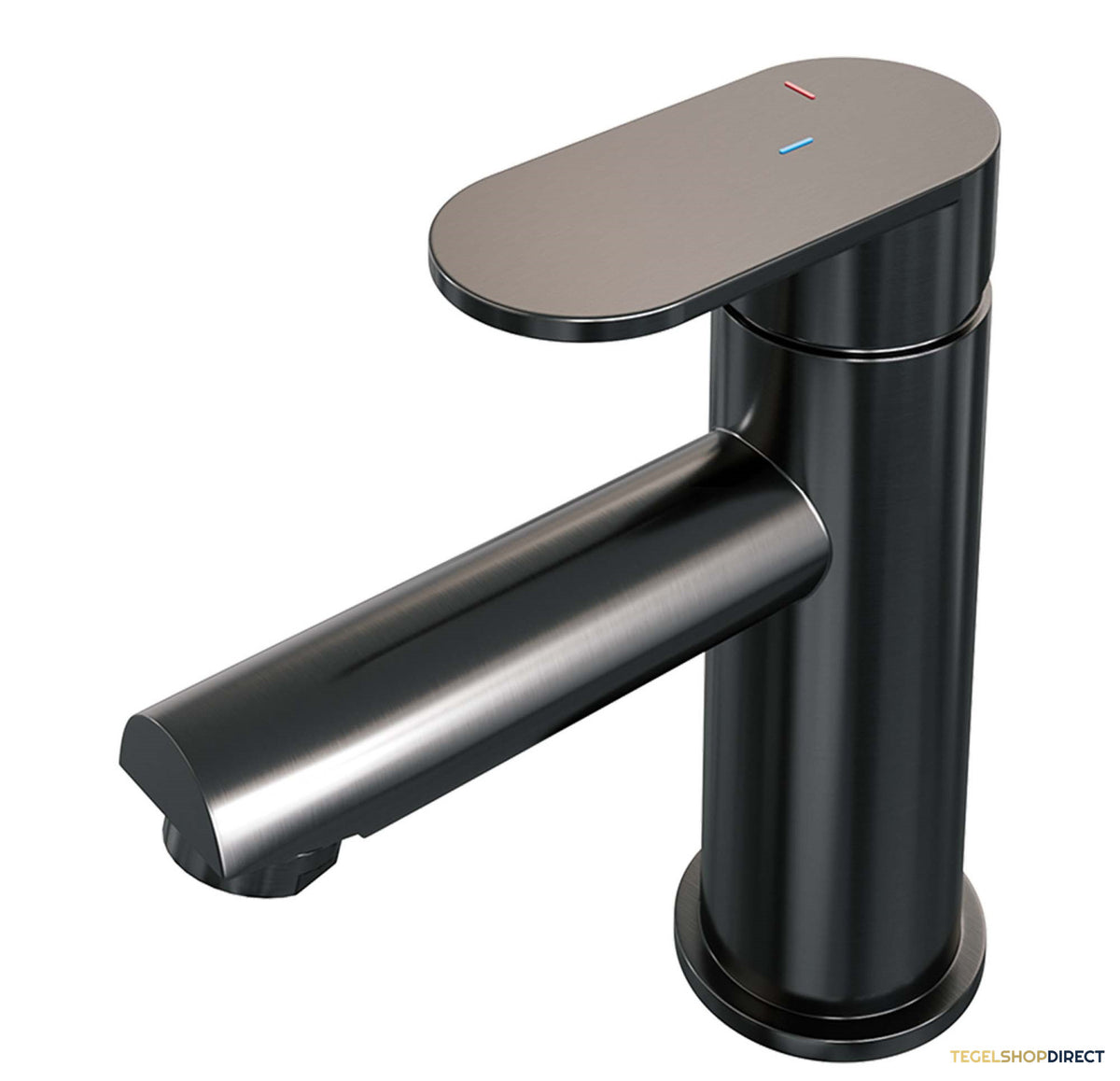 Wastafelmengkraan Brauer Gunmetal Edition Coldstart Opbouw Laag Platte Hendel Geborsteld Gunmetal PVD