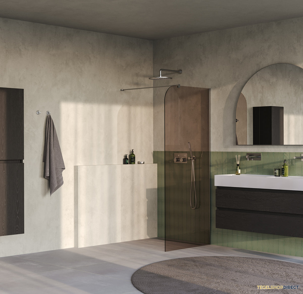 BRAUER Orion inloopdouche brons glas 90x200 incl. glascoating Geborsteld RVS PVD – afbeelding 2