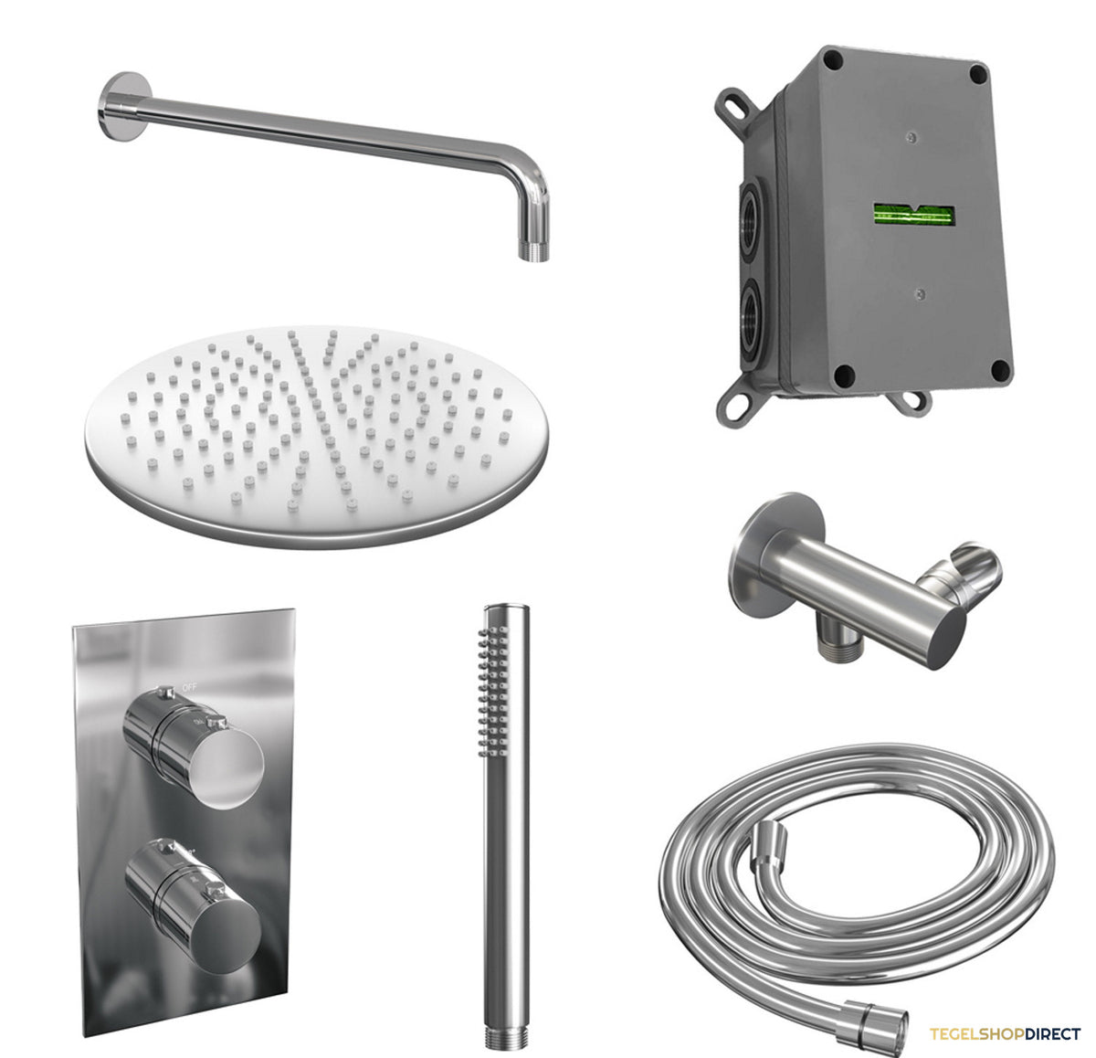 Inbouw Regendouche Set Brauer Chrome Edition Gebogen Wanduitloop Ronde Hoofddouche 30 cm – afbeelding 2