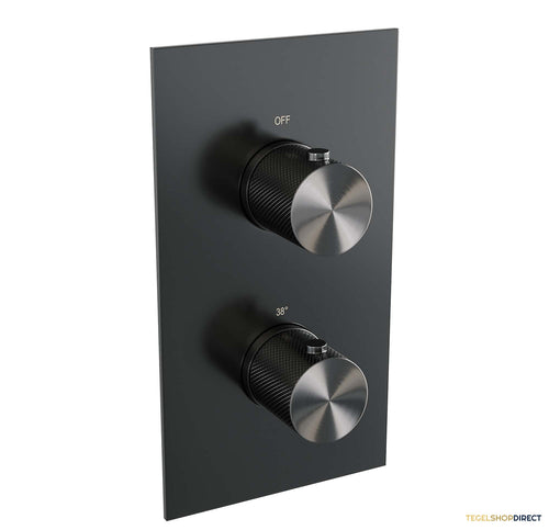 Inbouwthermostaat Compleet Brauer Gunmetal Carving 3-weg Geborsteld Gunmetal