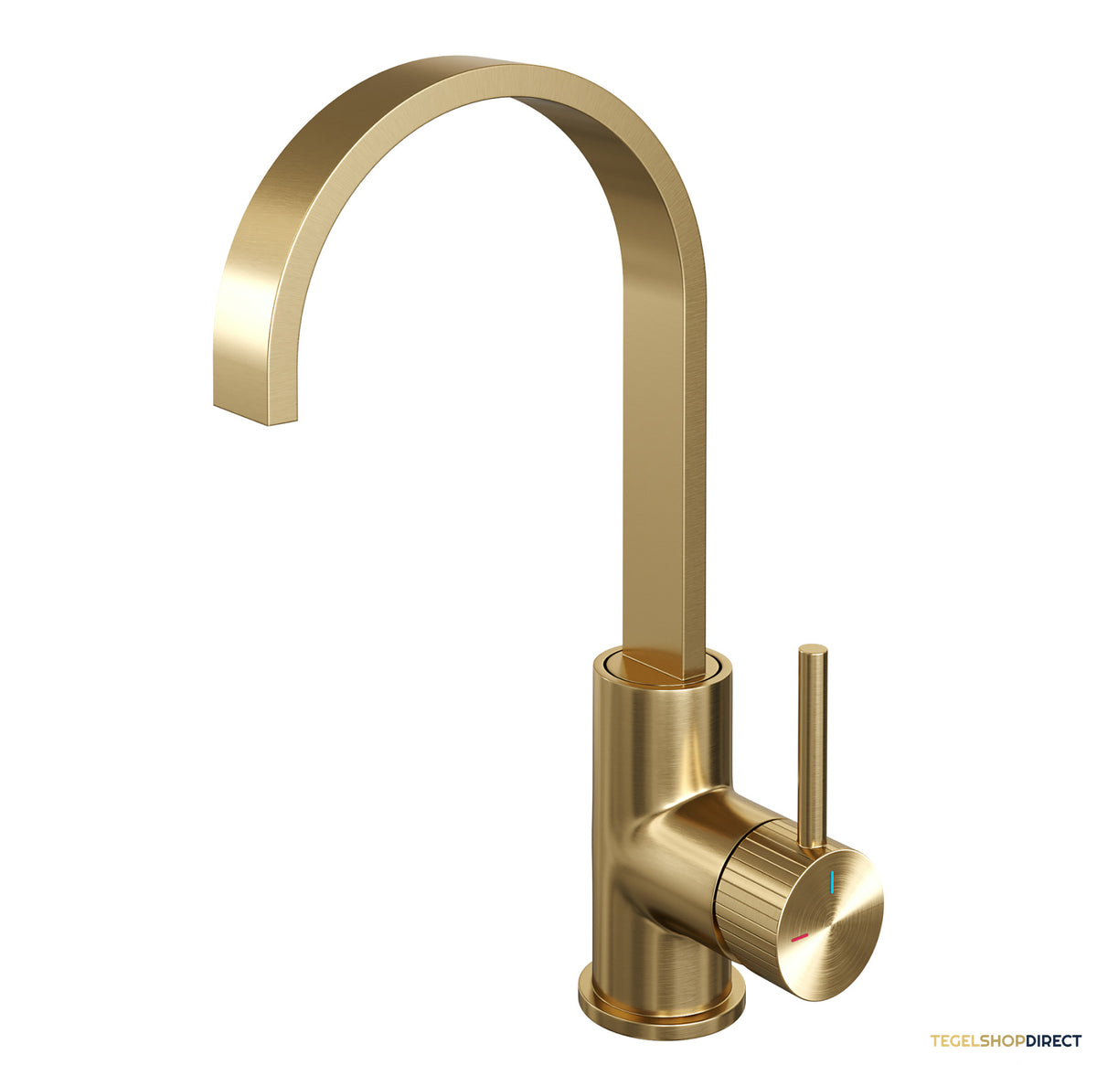Brauer Stripe hoge opbouw wastafelmengkraan met draaibare platte uitloop model A goud geborsteld PVD