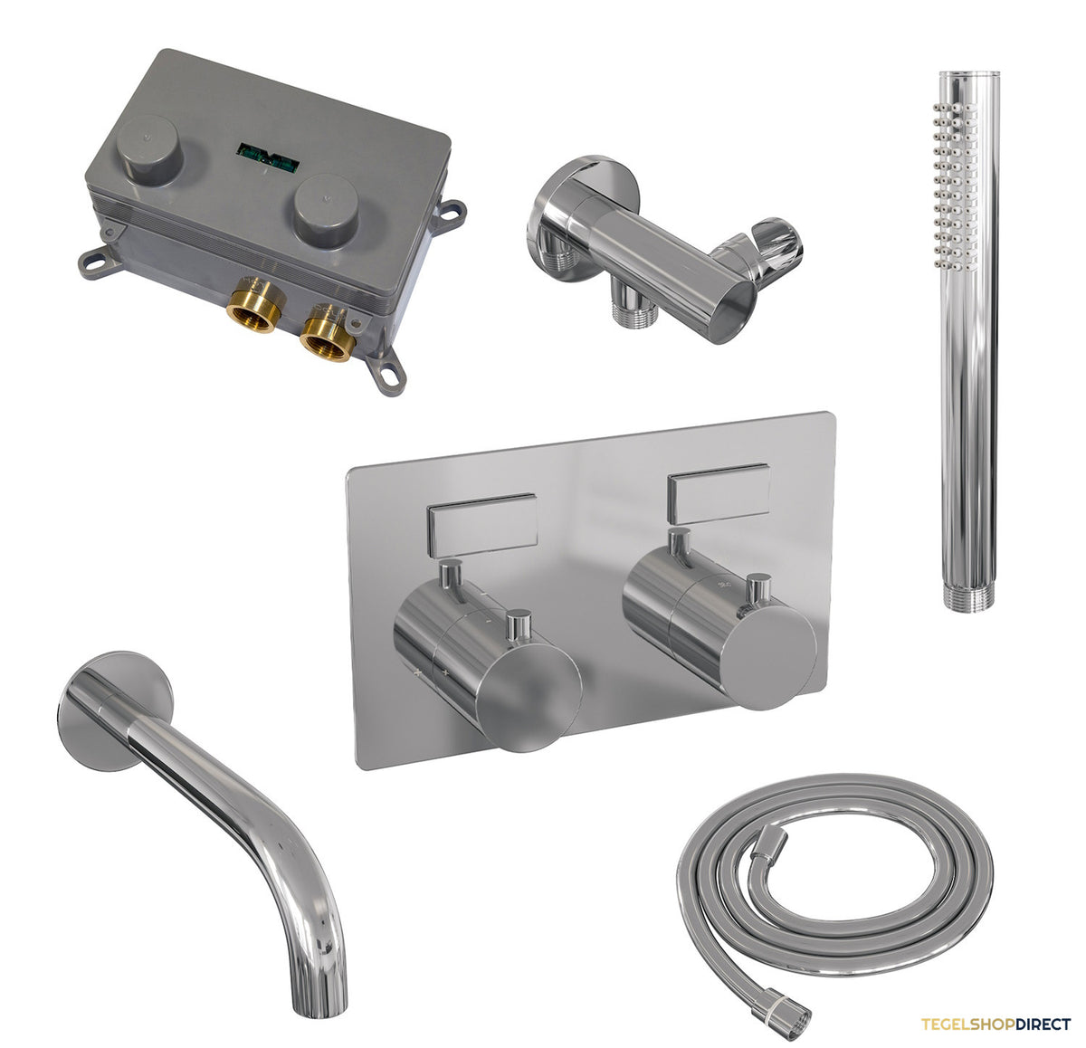 Inbouwthermostaat set Brauer Chrome Edition Met Drukknoppen Incl Baduitloop Chroom (Keuze Handdouche) – afbeelding 5