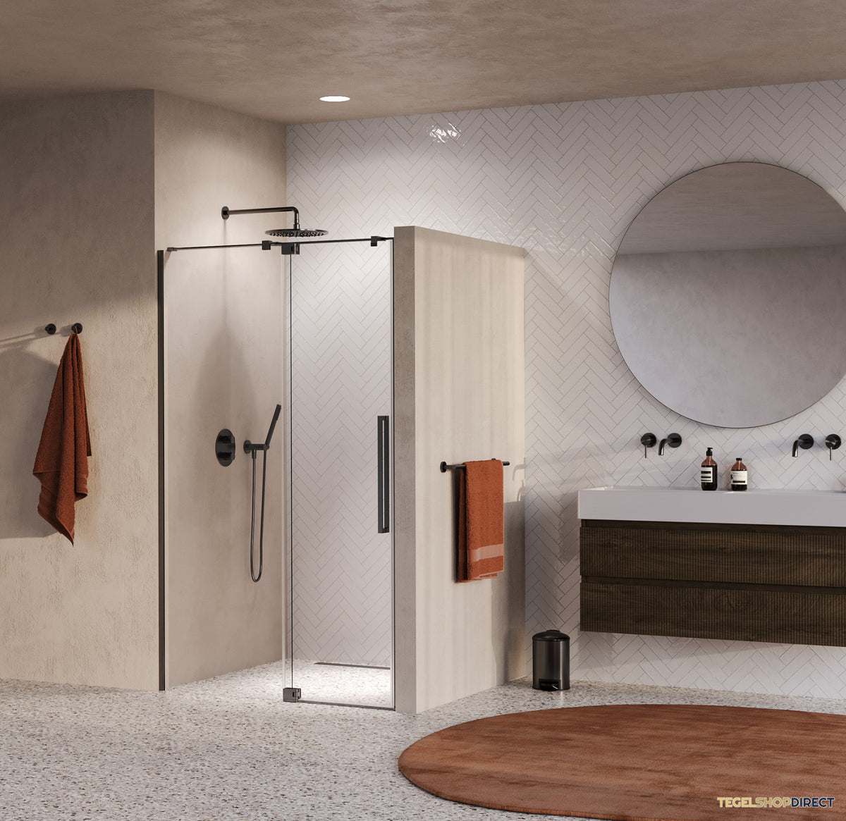 BRAUER Stellar nisdeur 2-delig draaiend helder glas 120x200 omkeerbaar incl. glascoating PVD gunmetal geborsteld – afbeelding 2