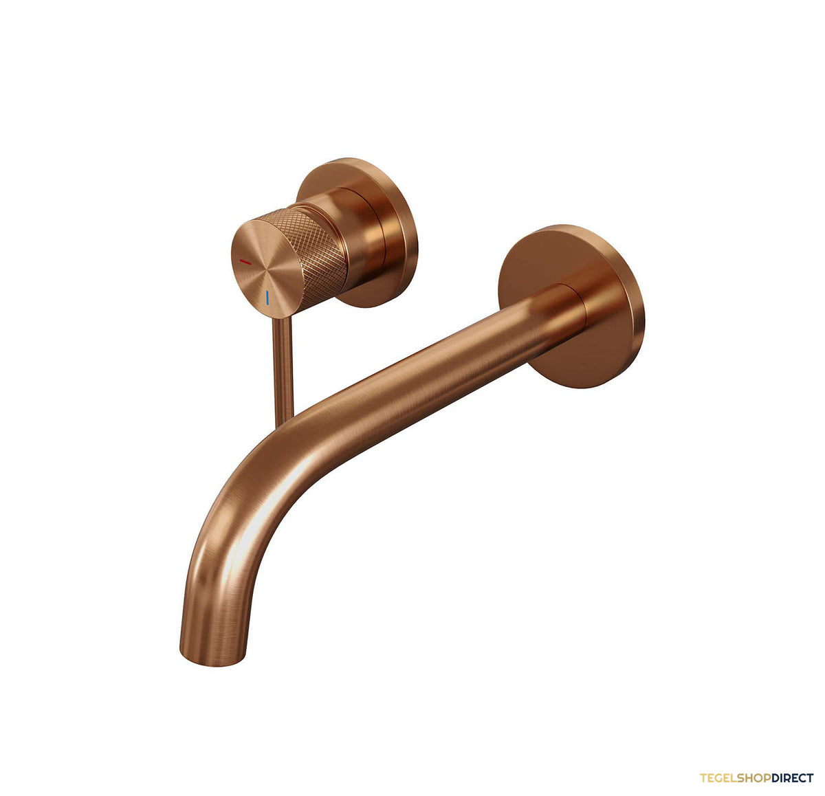 Inbouw Wastafelmengkraan Brauer Copper Carving Coldstart Gebogen Uitloop Ronde Hendel Links Geborsteld Koper PVD Met Rozetten