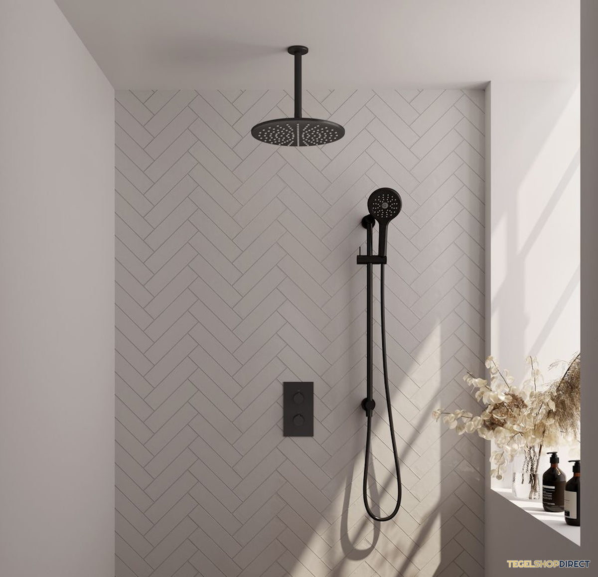 Thermostatische Inbouwdoucheset Brauer Black Edition Rechthoekige Afdekplaat (Alle Opties) – afbeelding 2