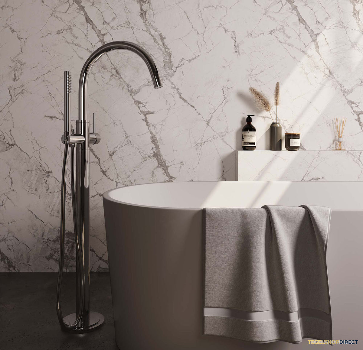 Badkraan Vrijstaand Brauer Chrome Carving met Staaf Handdouche Chroom – afbeelding 2
