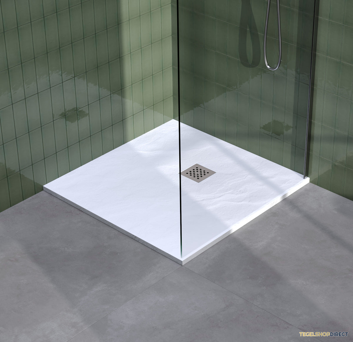 BRAUER Douchebak Asteroid 90x90 incl. antislip en antibacterieel mineraalmarmer mat wit