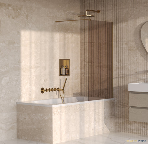 BRAUER Oblivion Badwand 80x140 Brons Glas Incl. Glascoating PVD Goud Geborsteld