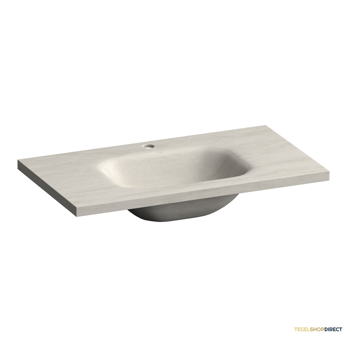 BRAUER Dune Medium wastafel 80 cm met 1 wasbak en 1 kraangat Sintered Stone Ivory Travertin – afbeelding 3