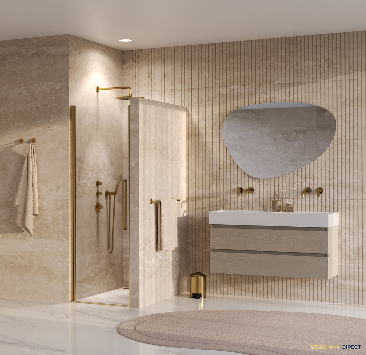BRAUER Cosmic Nisdeur Draaiend 70x200 Omkeerbaar Helder Glas Incl. Glascoating PVD Goud Geborsteld – afbeelding 2