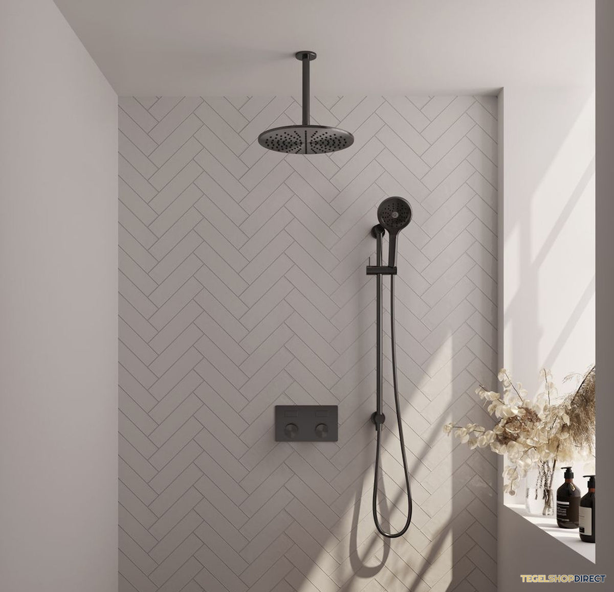 Thermostatische Inbouwdoucheset Brauer Carving Recht Met Drukknoppen Gunmetal (Alle Opties) – afbeelding 2