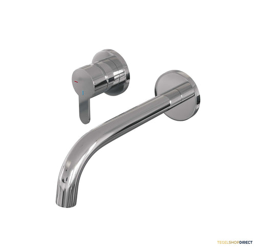 Inbouw Wastafelmengkraan Brauer Chrome Edition Coldstart Gebogen Uitloop Korte Platte Hendel Links Chroom Met Rozetten