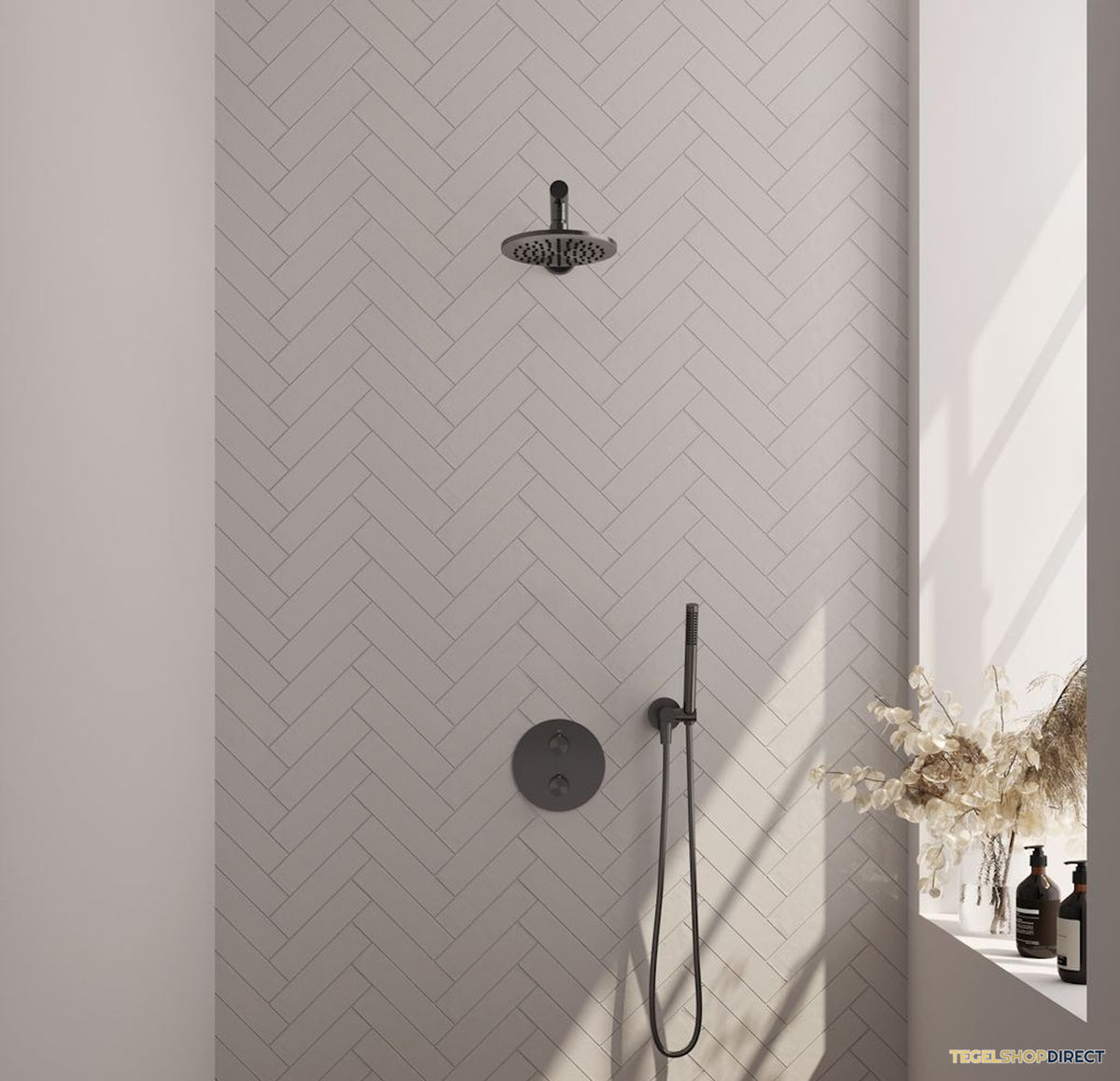 Thermostatische Inbouwdoucheset Brauer Carving Met Ronde Afdekplaat Gunmetal (Alle Opties)