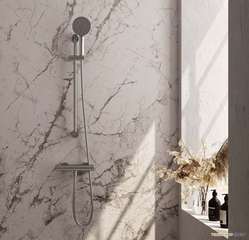 Douchekraanset Brauer Brushed Edition Opbouw Met Glijstang En Ronde Handdouche Geborsteld RVS